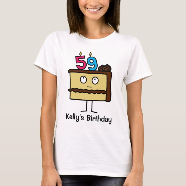 59th Birthday Cake with Candles T-Shirt (Front)
