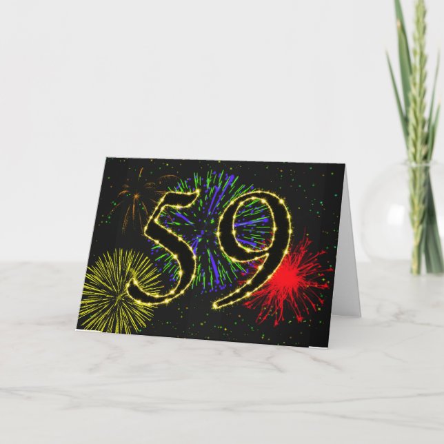 59th Birthday card with fireworks (Front)