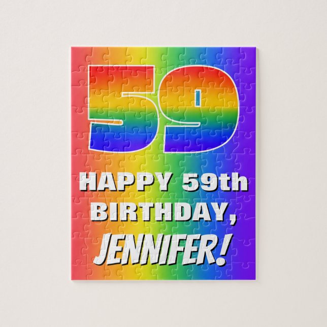 59th Birthday: Colourful, Fun Rainbow Pattern # 59 Jigsaw Puzzle (Vertical)