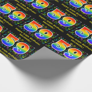 59th Birthday: Colourful Music Symbols, Rainbow 59 Wrapping Paper