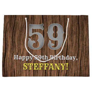 59th Birthday: Country Western Inspired Look, Name Large Gift Bag