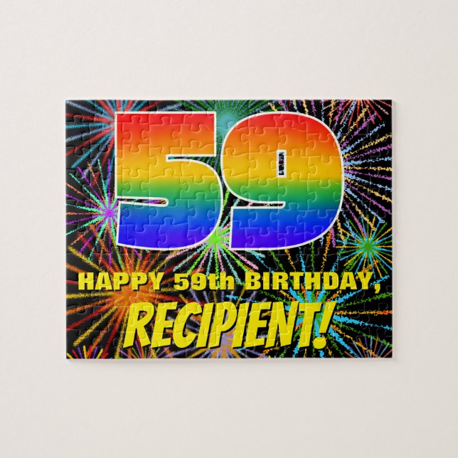 59th Birthday: Fun, Colourful Celebratory Firework Jigsaw Puzzle (Horizontal)