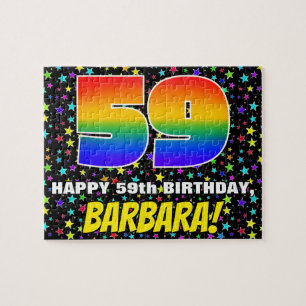 59th Birthday — Fun, Colourful Star Field Pattern Jigsaw Puzzle