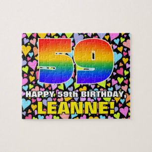 59th Birthday — Fun, Loving Heart Shapes + “59” Jigsaw Puzzle