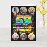 59th Birthday: Fun Rainbow #, Custom Name & Photos