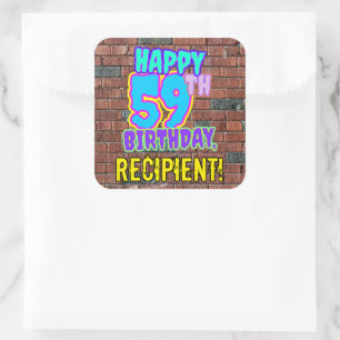 59th Birthday – Fun, Urban Graffiti Inspired Look Square Sticker
