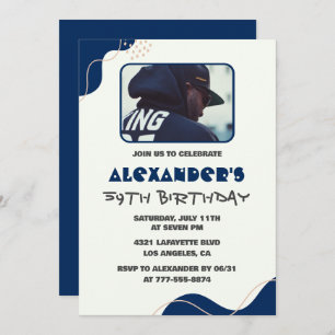 59th birthday invitations Men Navy Simple Photo