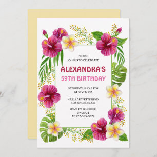 59th birthday invitations Tropical Floral Pink