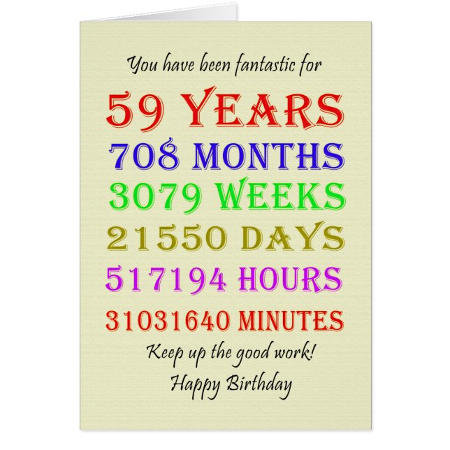 59th Birthday Milestones (Front)