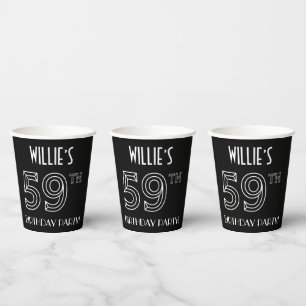 59th Birthday Party: Art Deco Style + Custom Name Paper Cups