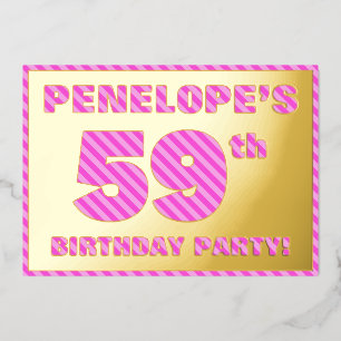 59th Birthday Party — Bold, Fun, Pink Stripes # 59