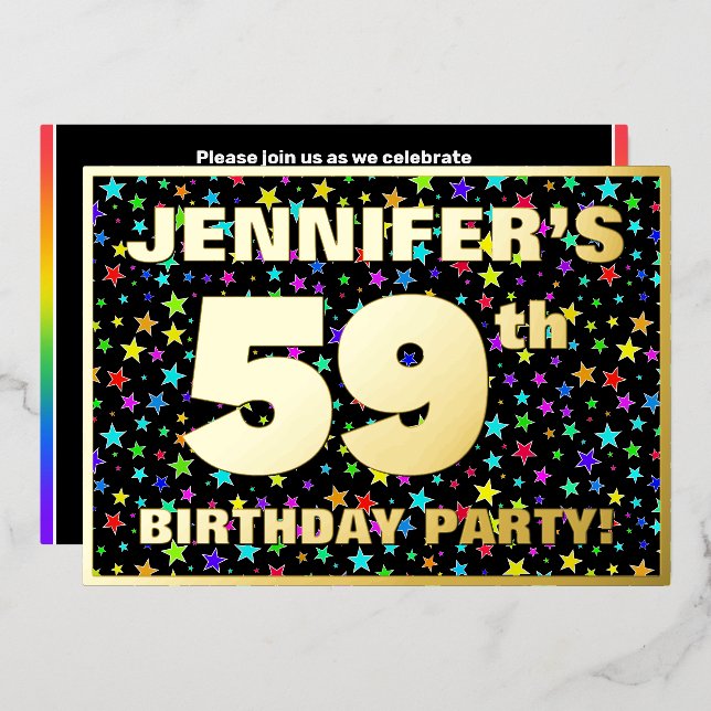 59th Birthday Party — Fun, Colourful Stars Pattern (Front/Back)