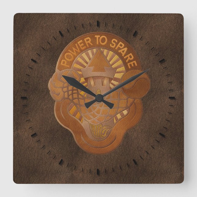 59th Ordnance Brigade crest - dark tooled leather Square Wall Clock (Front)