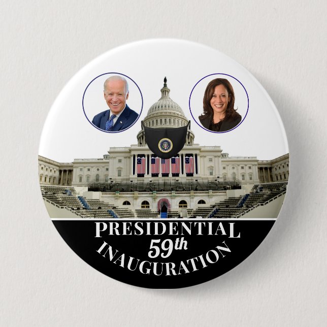 59th Presidential Inauguration Covid Capitol 3 Inch Round Button (Front)