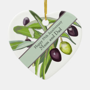 59th Wedding Anniversary Olive  Ceramic Ornament
