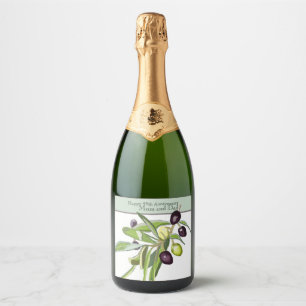 59th Wedding Anniversary Olive Sparkling Wine Label
