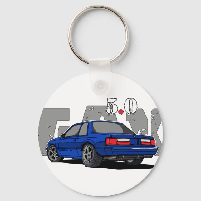 5.0L Fox Body (Notch Back) T-Shirt Keychain (Front)