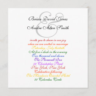 5.25" Sq. Gay Wedding Rainbow LGBT Pride Basic Invitation