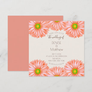 5.25" x 5.25" Apricot Gerbera Wedding Invitation