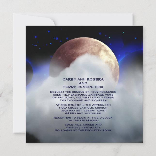 5.25" x 5.25" Space Planets Wedding Invitation (Front)