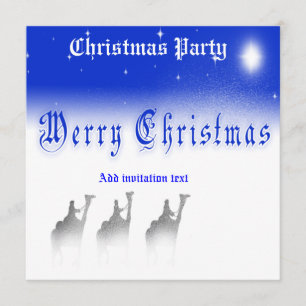 5.25 X 5.25 Three Wise Men Merry Christmas Party Invitation