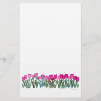 5.5" x 8.5" Watercolor Pink Tulip Stationery