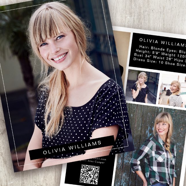 5.5x7.5" Modern 6 Photo Actor Model Comp Card (Creator Uploaded)