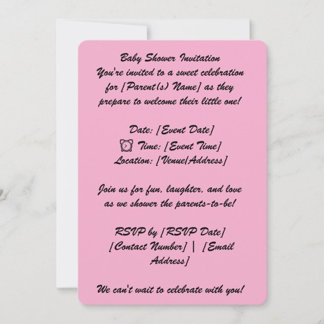 5" * 7" Baby Shower Invitation Card (Front)