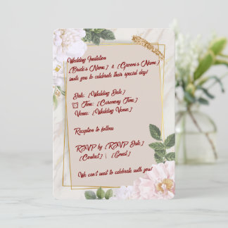 5" * 7" Wedding Invitation Card