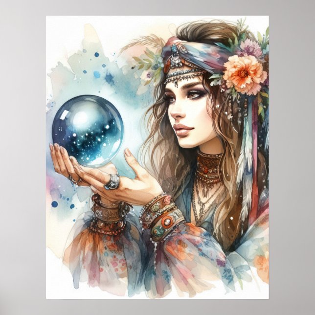 *~* 5  A100 Psychic Boho Gypsy Fortune Teller Poster (Front)