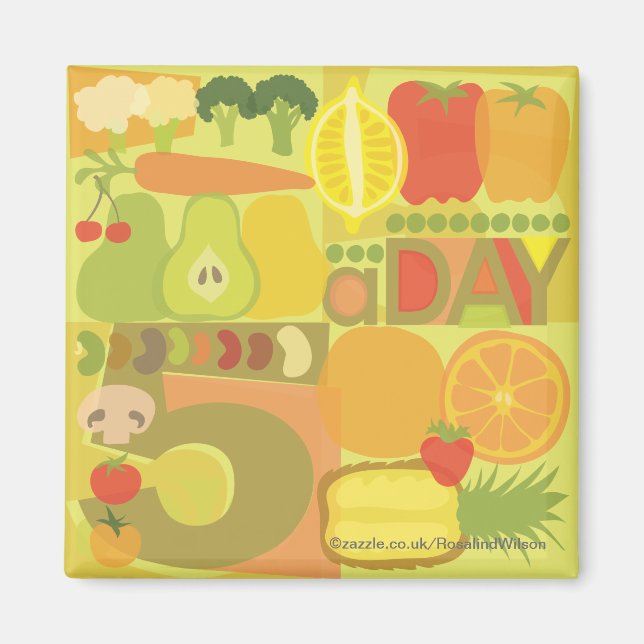 5 a day fruit and veg magnet (Front)