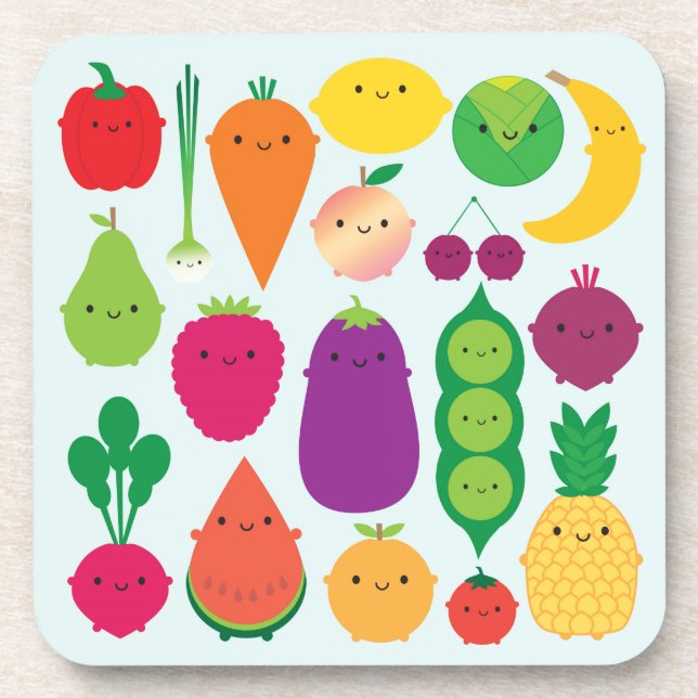 5 A Day Fruit & Vegetables Coaster (Front)