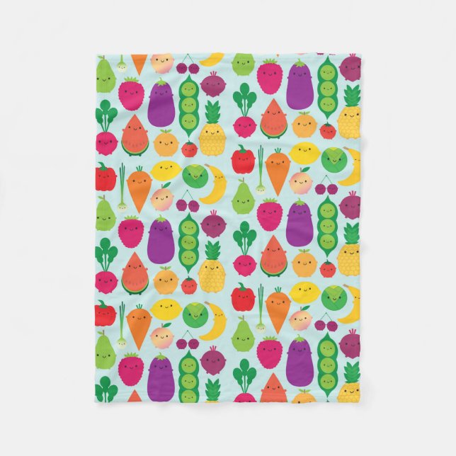 5 A Day Fruit & Vegetables Fleece Blanket (Front)