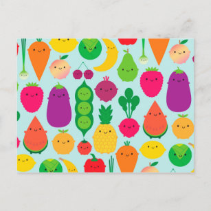 5 A Day Fruit & Vegetables Postcard