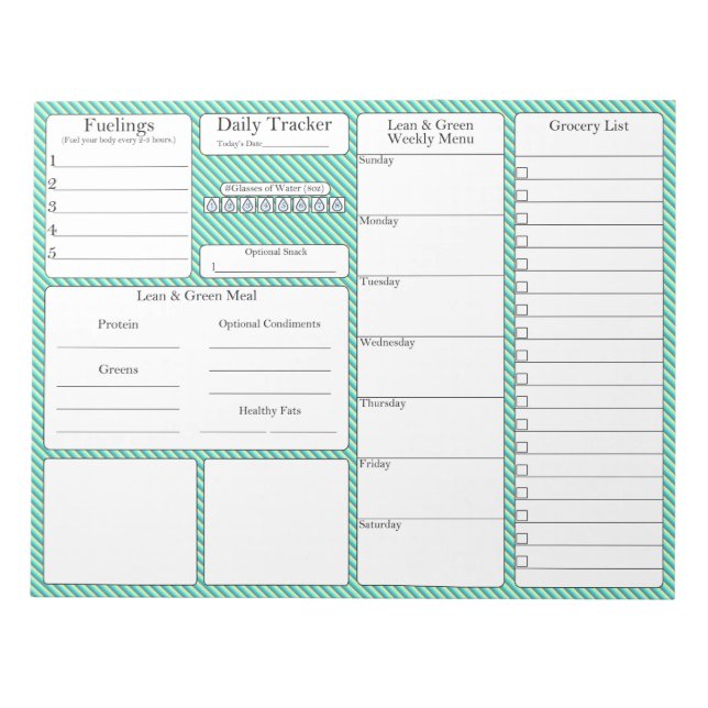 5 and 1 Food Tracker | Meal Planner | Grocery List Notepad (Front)