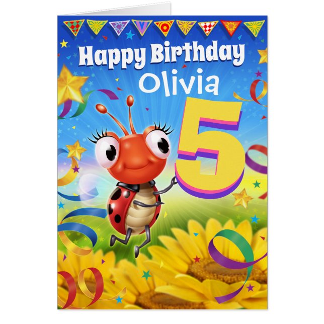 5 ans Carte d'anniversaire personnalisée Gamme de  (Devant)