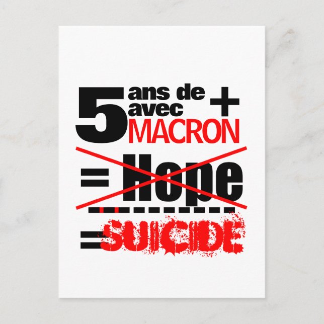 5 ans + Macron = SUICIDE - Postcard (Front)