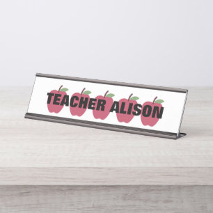 5 Apple Teacher Customizable Name Plate