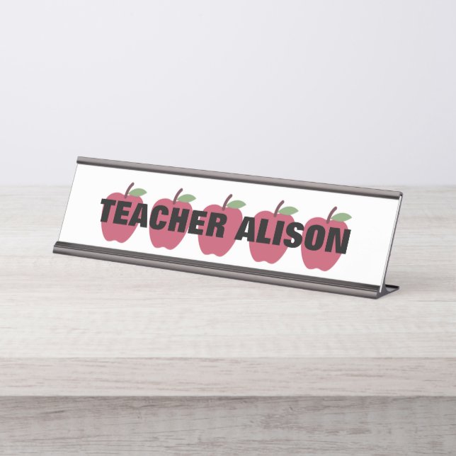 5 Apple Teacher Customizable Name Plate (Front)