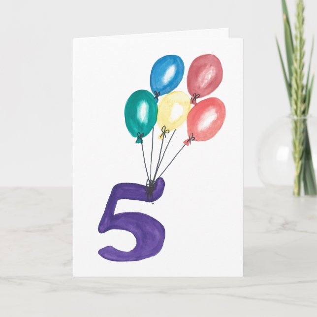 5 Ballons Carte d'anniversaire (Devant)