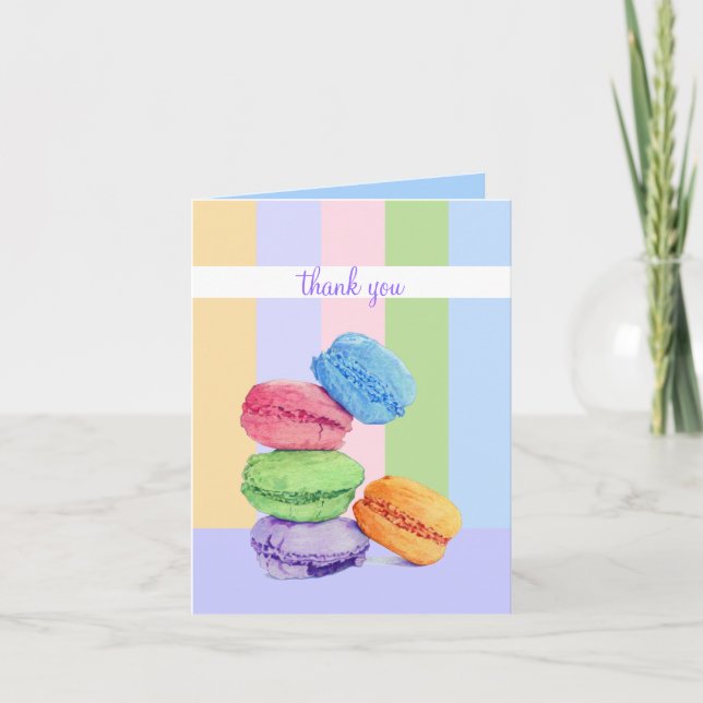 5 bandes Macarons Merci Carte Note (Devant)