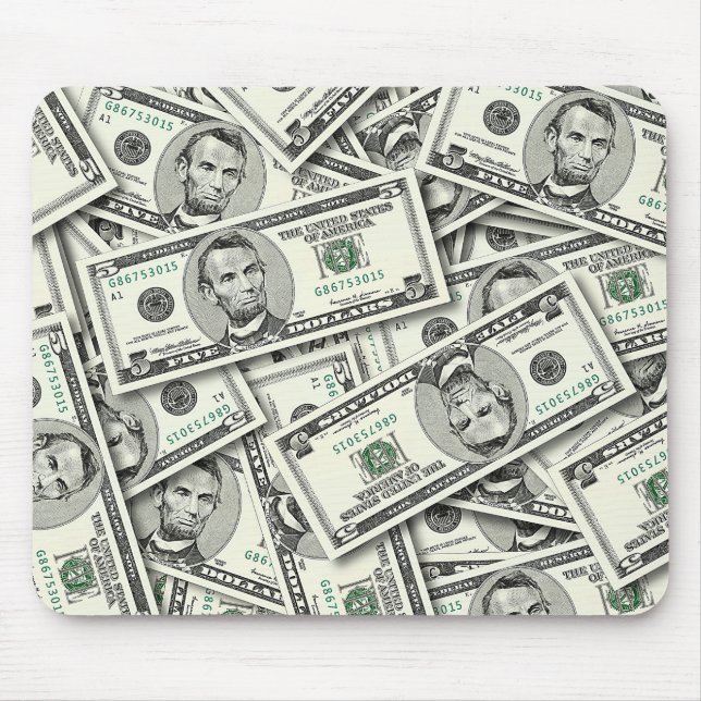 $5 Bill Money Pattern Mouse Pad (Front)