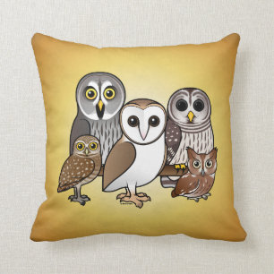5 Birdorable Owls Throw Pillow