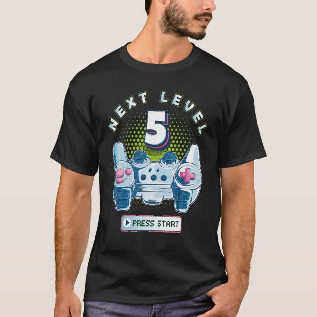 5 Birthday Gamer Next Level 5 Gaming Controller Bo T-Shirt (Front)