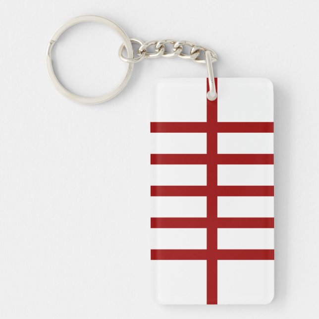 5 Bisected Red Lines Keychain (Front)