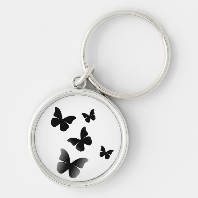 5 Black Butterflies Keychain (Front)