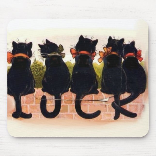 5 Black Cats Vintage Mouse Pad (Front)
