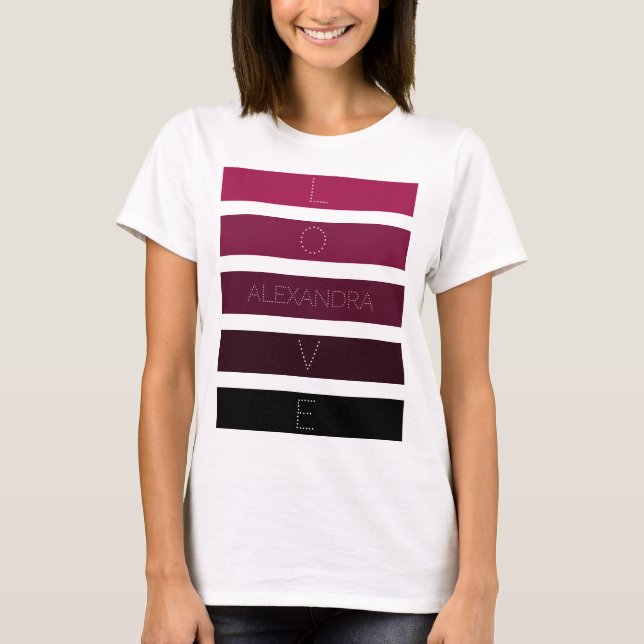 5 Black Purple Gradient Stripes Name Customized T-Shirt (Front)
