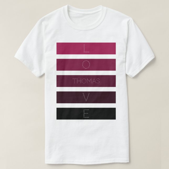 5 Black Purple Gradient Stripes Name Personalized T-Shirt (Design Front)