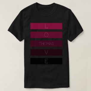 5 Black Purple Gradient Stripes Personalized Name T-Shirt